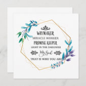 Christlich Blue Floral Wreath Dankeskarte (Vorne/Hinten)