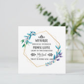 Christlich Blue Floral Wreath Dankeskarte (Stehend Vorderseite)