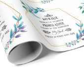 Christlich Blue Floral Wreath Geschenkpapier (Rolleneckpunkt)