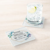 Christlich Blue Floral Wreath Glasuntersetzer (Schrägansicht)