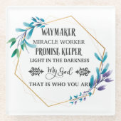 Christlich Blue Floral Wreath Glasuntersetzer (Vorderseite)