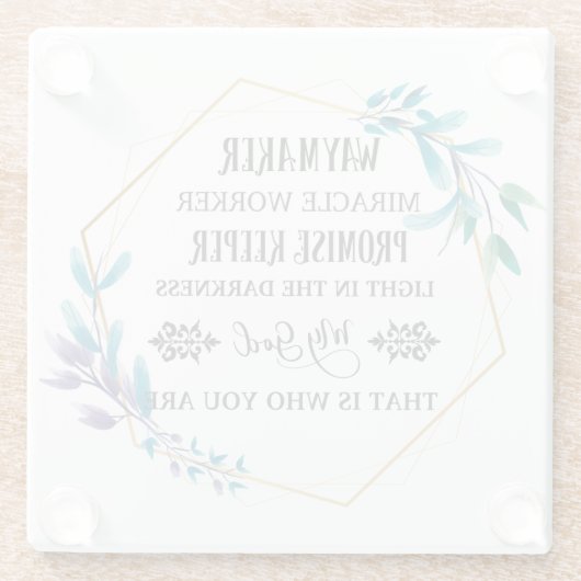 Christlich Blue Floral Wreath Glasuntersetzer (Rückseite)