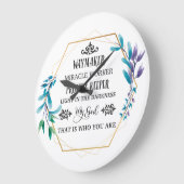 Christlich Blue Floral Wreath Große Wanduhr (Winkel)