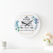 Christlich Blue Floral Wreath Große Wanduhr (Zuhause)