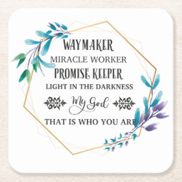 Christlich Blue Floral Wreath Rechteckiger Pappuntersetzer