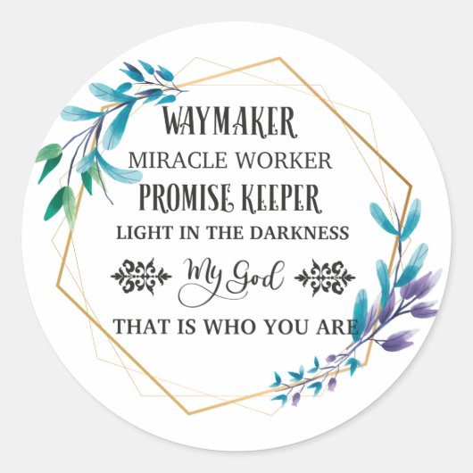 Christlich Blue Floral Wreath Runder Aufkleber (Vorderseite)