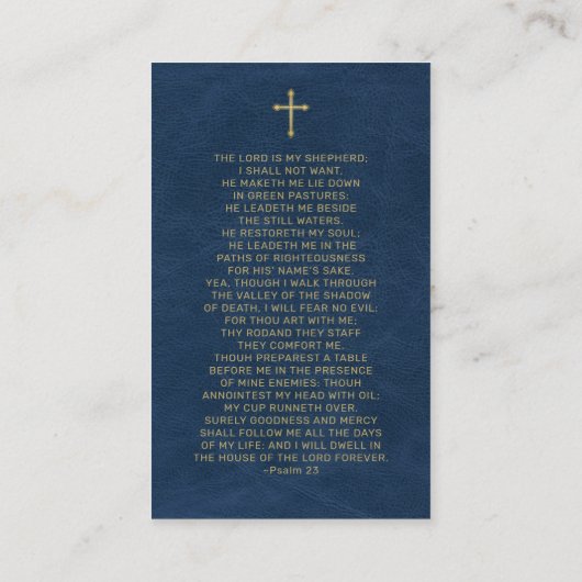 Christlich Blue Gold Foto Beerdigungskarte Visitenkarte (Rückseite)