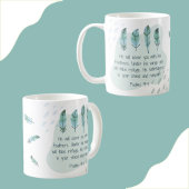 Christlich Boho Feathers Psalm 91:4 Blue Green Kaffeetasse