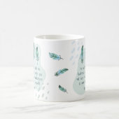 Christlich Boho Feathers Psalm 91:4 Blue Green Kaffeetasse (Mittel)