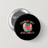 Christlich Boho Strawberry Sweet Jesus Complete Fr Button (Vorne & Hinten)