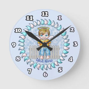 Christlich Boy Angel Clock Runde Wanduhr