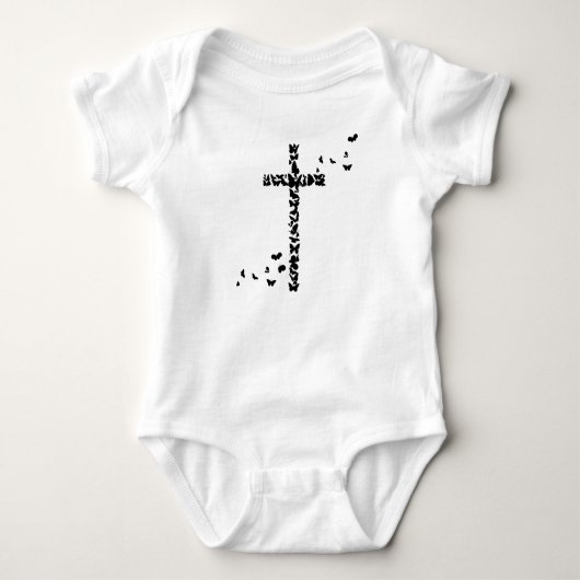 Christlich-Christentum-Schmetterlinge-Kreuz Baby Strampler (Vorderseite)