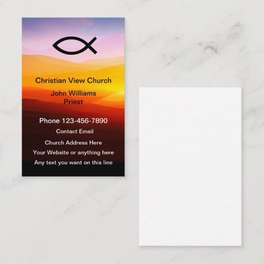 Christlich Church Landschaftlich Sunset Icthys Fis Visitenkarte (Vorne/Hinten)
