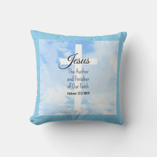 Christlich Cross Faith Blue Sky Foto Bible Verse Kissen