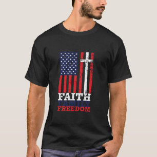 Christlich Cross Faith Family Freedom USA T-Shirt