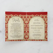 Christlich Damask Wedding Burgundy Red & Cream/Tan Einladung (Innenseite)