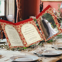 Christlich Damask Wedding Burgundy Red & Cream/Tan