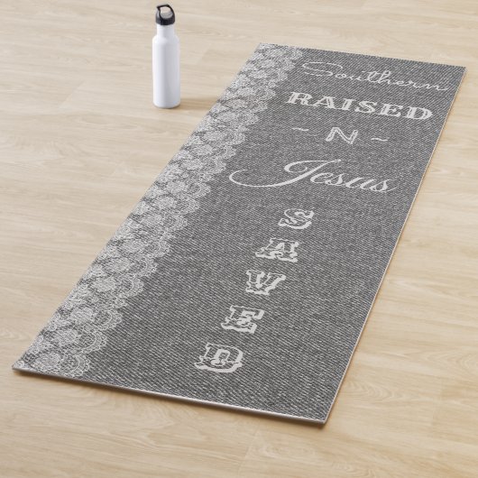 Christlich Denim Lace Southern aufgewachsener Jesu Yogamatte (Beispiel)