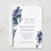 Christlich Dusty Blue Iris Einfache Blume Hochzeit Einladung (Vorderseite)