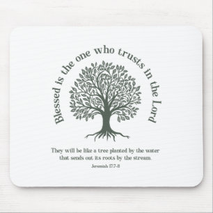 Christlich Earth Day Tree Bible Verse Jeremiah 177 Mousepad