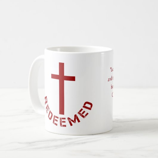 Christlich eingelöstes Rotes Kreuz und Textdesign Kaffeetasse (Vorderseite Links)