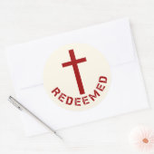 Christlich eingelöstes Rotes Kreuz und Textdesign Runder Aufkleber (Umschlag)