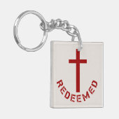 Christlich eingelöstes Rotes Kreuz und Textdesign Schlüsselanhänger (Vorderseite links)