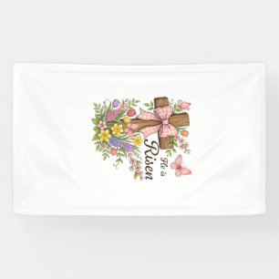 Christlich - Er ist auferstanden Florales Kreuz re Banner