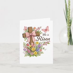 Christlich - Er ist auferstanden Florales Kreuz Re Feiertagskarte