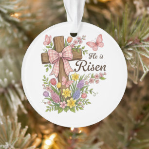 Christlich - Er ist auferstanden Florales Kreuz Re Ornament