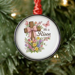Christlich - Er ist auferstanden Florales Kreuz Re Ornament Aus Metall