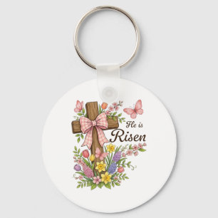 Christlich - Er Ist Auferstanden Florales Kreuz Re Schlüsselanhänger