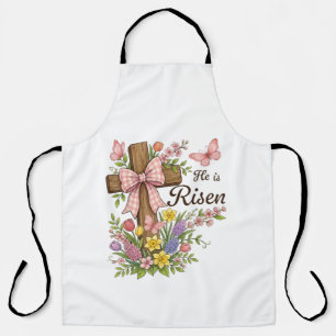 Christlich - Er ist auferstanden Florales Kreuz Re Schürze