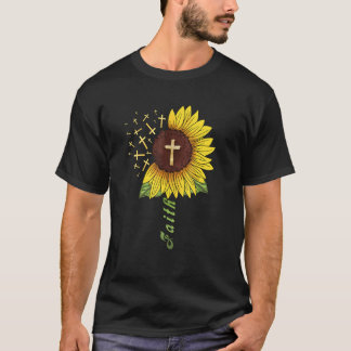 Christlich Faith Cross Sunflower T-Shirt