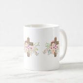 Christlich Faith Floral Cross Tasse ADD TEXT (VorderseiteRechts)