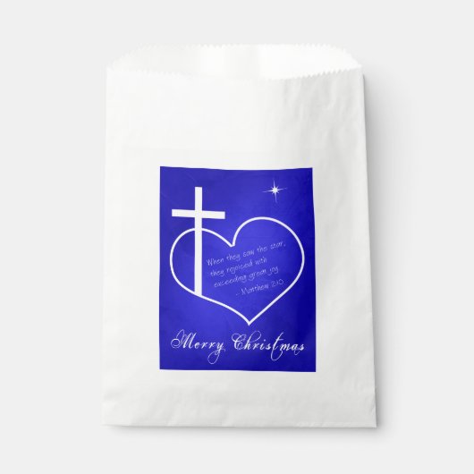 Christlich frohe Weihnachten blau Geschenktütchen (Vorderseite)