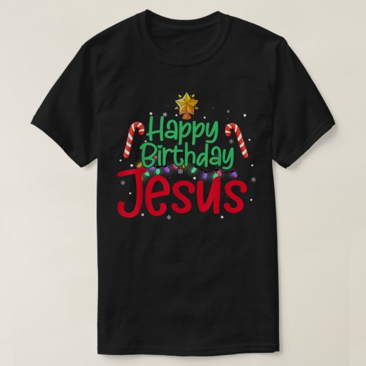 Christlich frohe Weihnachten Glückwunsch Geburtsta T-Shirt (Design vorne)