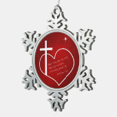 Christlich frohe Weihnachten rot Schneeflocken Zinn-Ornament (Rechts)