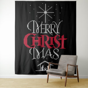 Christlich frohe Weihnachts-Sweater Jesus Christus Wandteppich
