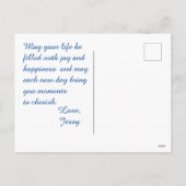 Christlich frohe Weihnachtsblau anpassbar Feiertagspostkarte (Rückseite)