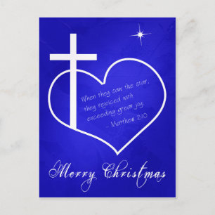 Christlich frohe Weihnachtsblau anpassbar Feiertagspostkarte
