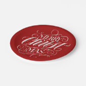 Christlich Frohe Weihnachtskhalerei Rote Schrift Pappteller (Schrägansicht)