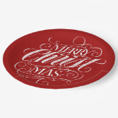 Christlich Frohe Weihnachtskhalerei Rote Schrift Pappteller (Schrägansicht)