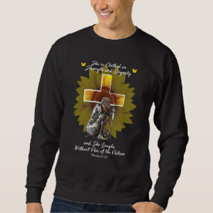 Christlich für Frauen Cross Bible Verse Sonnenblum Sweatshirt