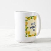 Christlich Gelb Gingham Blau Schriftzug Zitrone Kaffeetasse (VorderseiteRechts)