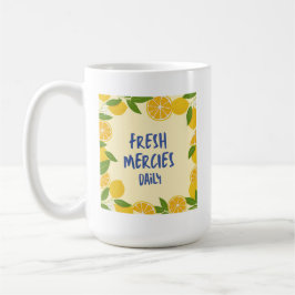 Christlich Gelb Gingham Blau Schriftzug Zitrone Kaffeetasse