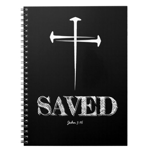 Christlich GERETTET mit 3 Nagelkreuz Notizblock (Vorderseite)