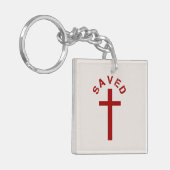 Christlich Gerettet Rotes Kreuz und Textdesign Schlüsselanhänger (Vorderseite links)