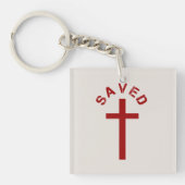 Christlich Gerettet Rotes Kreuz und Textdesign Schlüsselanhänger (Vorderseite)