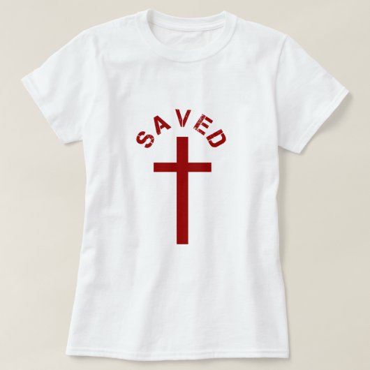 Christlich Gerettet Rotes Kreuz und Textdesign T-Shirt (Design vorne)